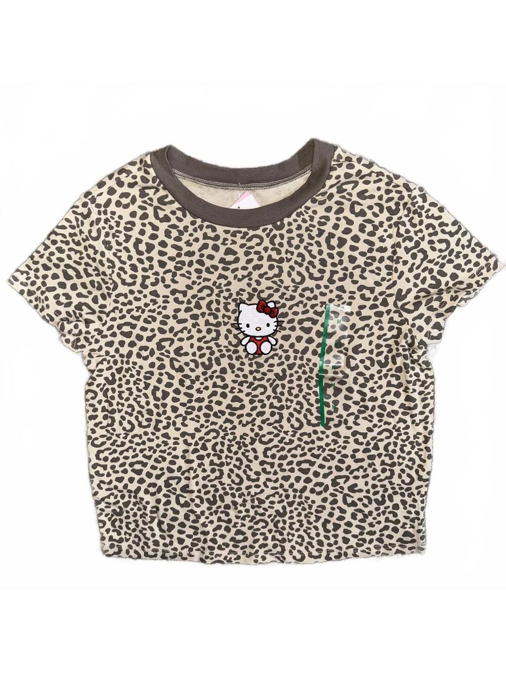 Hello Kitty Leopard Print Graphic Tee Size Medium NWT